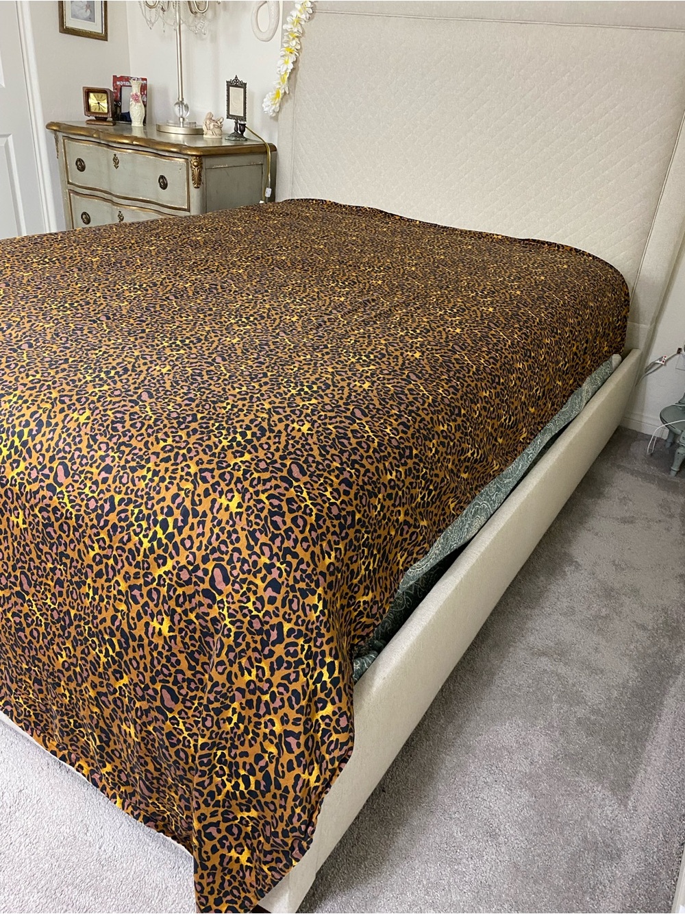 Leopard Print black / Gold Bold Trendy Flat sheet and Pillowcase Queen - Picture 7 of 8